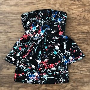 Strapless Mini Dress Paint splatter pattern. Med.